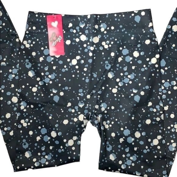 Crush Pants - Crush Pullon Lightweight Leggings S M Blue Paint Splatter Polka Dot Elastic